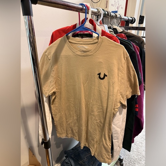 True Religion Beige Tee with Logo - Picture 1 of 2